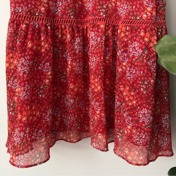 Rebecca Minkoff Lynne Dress Floral Tiered Ruffle Dress Cold Shoulder Cutout Mini - Picture 9 of 14